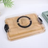 Cross-border portable bamboo and wood plate with lid, simple bamboo compartments for cooked food, home fruit and snack platter, dried fruit platter details Picture